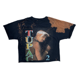 TUPAC Bleached Cropped Tee SZ M