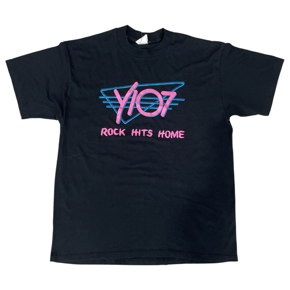 Y107 Rock Hits Home Single Stitch Tee SZ XL