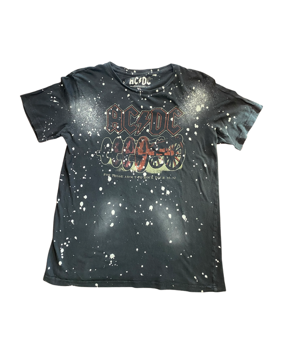 AC/DC Spotted Bleach Detail T-Shirt SZ XS